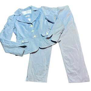 Areli Collection Pants‎ Suit Sz 2 Summer Blue Pinstripe Career Blazer Slacks